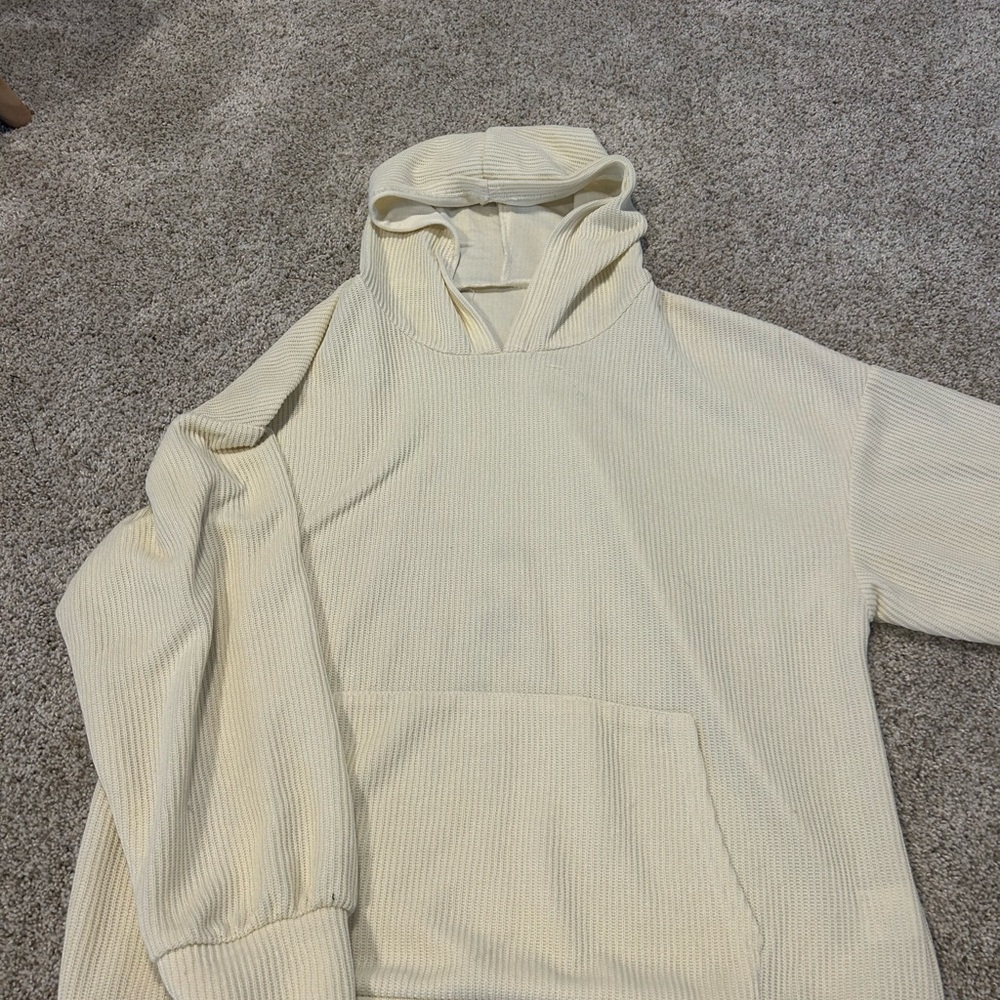 Cream knit Hooded Sweater